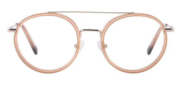 Acetate Metal Round Glasses - Brown