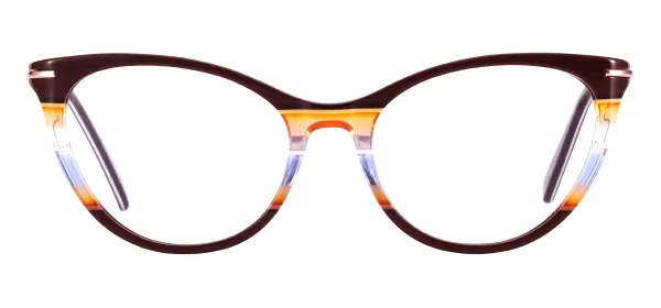 Cat Eye Fancy Glasses - Brown