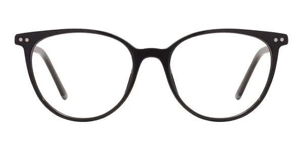 Oval Acetate Glasses Frame - Black Gray