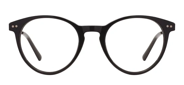 Women Large Oval Acetate Glasses - Black
