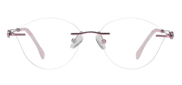 Cat Eye Rimless Spectacles - Pink