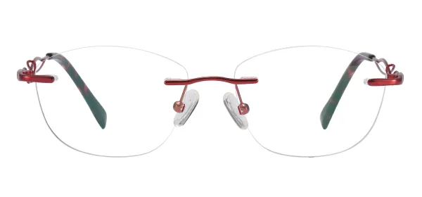 Cat Eye Rimless Frame - Red