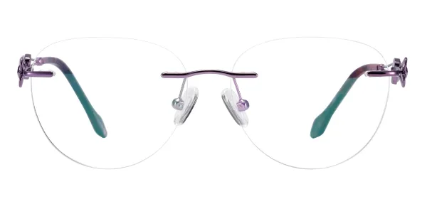 Round Rimless Spectacles - Purple