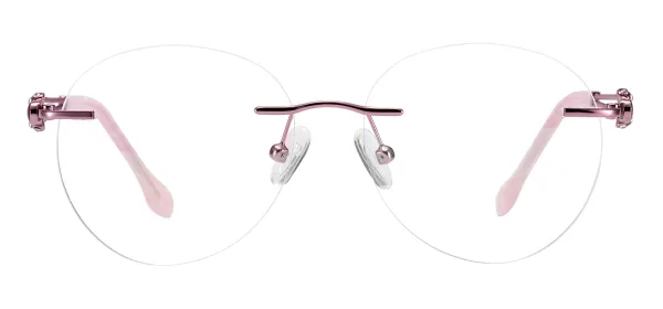 Round Rimless Spectacles - Pink