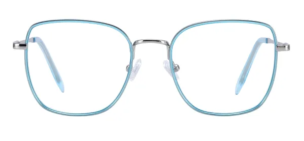 Metal Square Glasses - Silver Blue