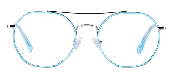 Metal Vintage Glasses Frame - Silver Blue