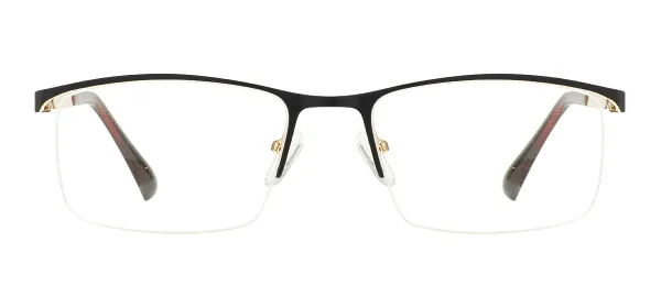 Rectangular Half Rim Glasses - Black Gold