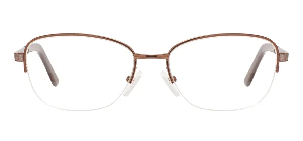 Oval Metal Glasses Frame - Dark Brown