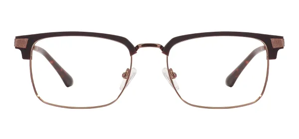 Large Metal Square Browline Frames - Brown