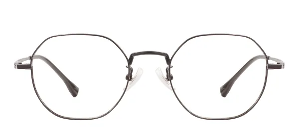 Metal Geometry Glasses Frame With Titanium Temple - Black