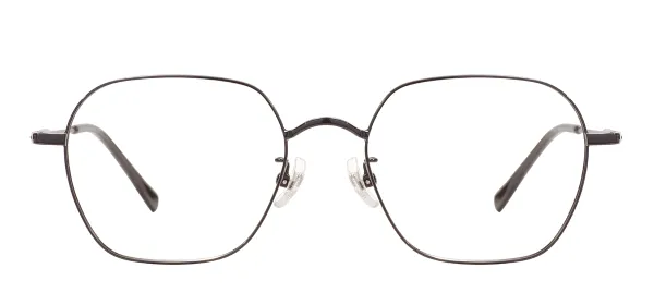 Metal Square Glasses Frame With Titanium Temple - Black