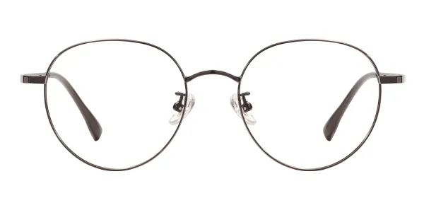 Metal Oval Glasses Frame With Titanium Temple - Black