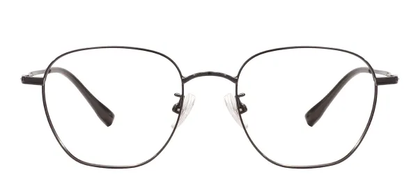 Metal Oval Glasses Frame With Titanium Temple - Black