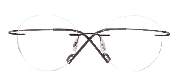 Metal Round Rimless Glasses Frame - Black