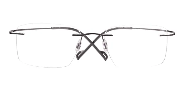 Metal Rectangular Rimless Glasses Frame - Black