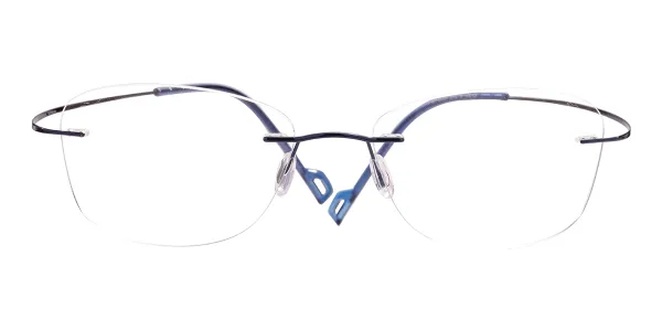 Metal Square Rimless Glasses Frame - Blue
