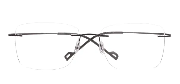 Metal Square Rimless Glasses Frame - Black