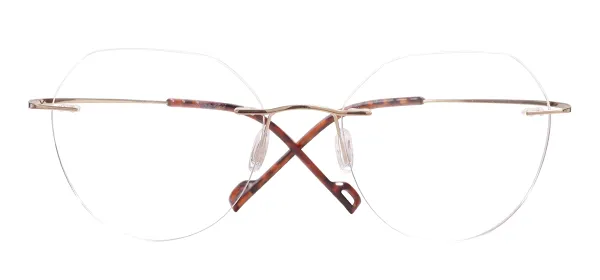 Metal Oval Rimless Glasses Frame - Gold