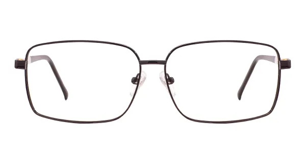 Metal Large Rectangular Glasses Frame With Spring Hinge - Black