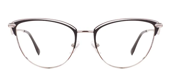 Metal Large Cat Eye Glasses Frame - Black