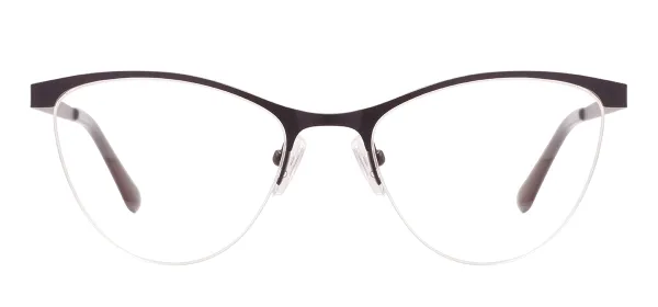 Metal Half Rim Glasses Frame With Spring Hinge - Black