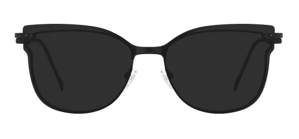 Metal Cat Eye Glasses Frames With Clip On And Spring Hinge - Black