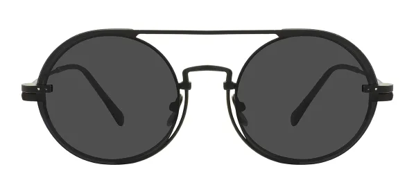 Metal Round Glasses Frames With Clip On With Spring Hinge - Black