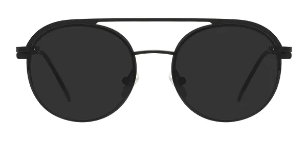 Metal Round Glasses Frames With Clip On With Spring Hinge - Black