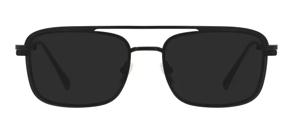 Metal Square Glasses Frames With Clip On And Spring Hinge - Black