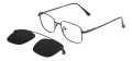 Metal Square Glasses Frames With Clip On And Spring Hinge