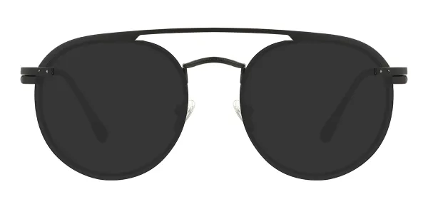 Metal Round Glasses Frames With Clip On With Spring Hinge - Black