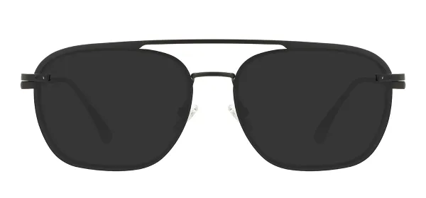 Metal Square Glasses Frames With Clip On And Spring Hinge - Black