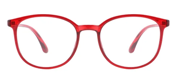 Round Clear Glasses - Transparent Red